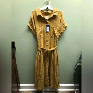Yellow and White Striped Universal Thread Dress